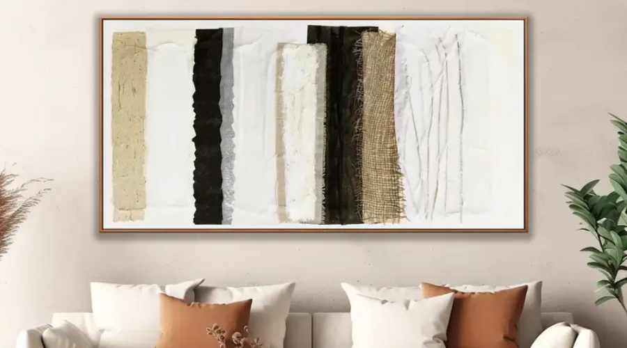 Modern Brown & White Minimalist Lines Canvas Art