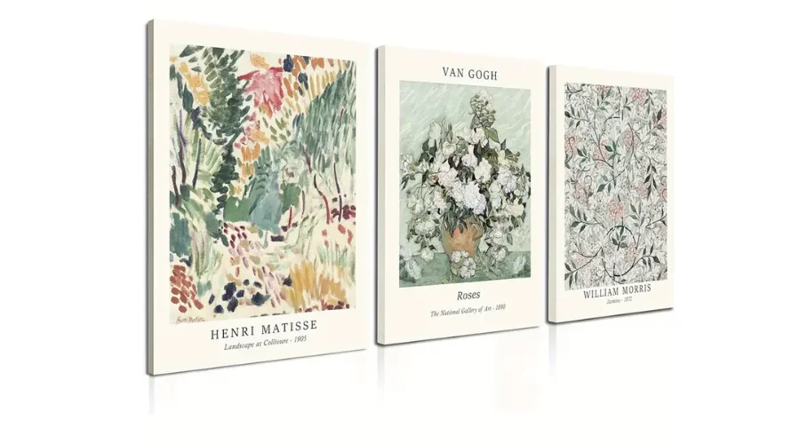 Vintage Green Floral Canvas Art