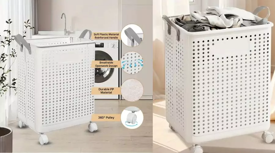 SENMEO Foldable Laundry Hamper with Breathable Design